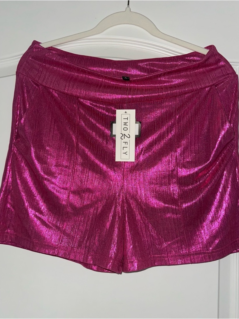 Two 2 Fly Metallic Fuchsia Shorts - L